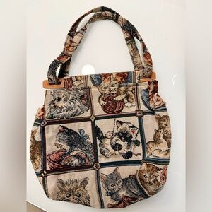 Vintage Cat Tapestry Bag RARE